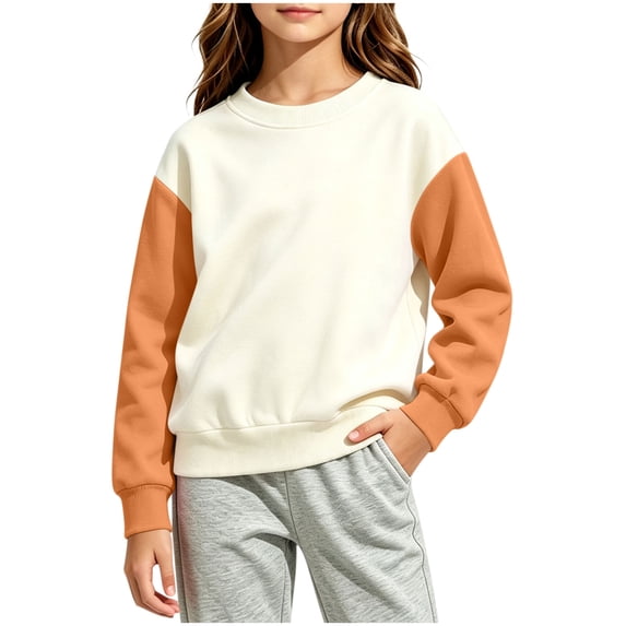 Enjoytime Crewneck Sweatshirt Patchwork Long Sleeve Pullover Top Fleece Casual Kids Toddler Clothes 2-12 Years
