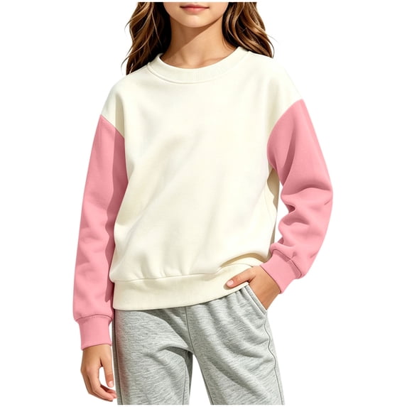 Enjoytime Crewneck Sweatshirt Patchwork Long Sleeve Pullover Top Fleece Casual Kids Toddler Clothes 2-12 Years