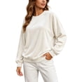 thumbnail image 1 of Enjoytime Crewneck Sweatshirts Women Long Sleeve Velvet Pullover Tops Solid Trendy Casual Soft Oversized Sweatshirt, 1 of 8