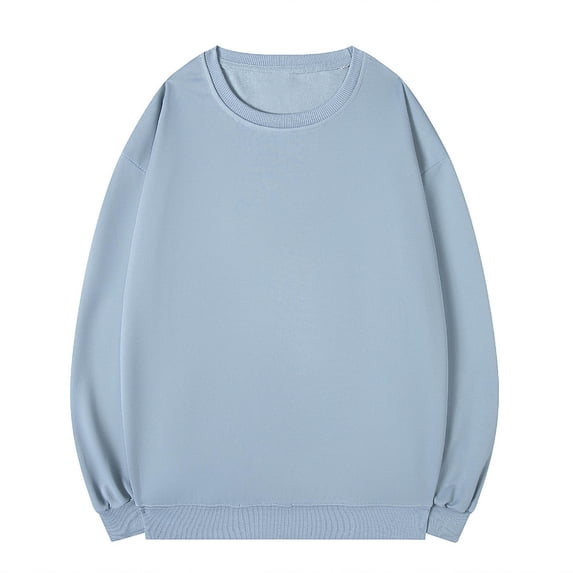 Enjoytime Crewneck Sweatshirts for Men Solid Color Basic Pullover Tops Casual Long Sleeve Fall Winter Oversized Sweatshirt Light Blue L