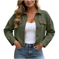 thumbnail image 1 of Enjoytime Cropped Jackets for Women Lapel Long Sleeve Button Down Shacket Fall Fashion Lightweight Trendy Casual Outerwear, 1 of 8