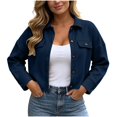 thumbnail image 1 of Enjoytime Cropped Jackets for Women Lapel Long Sleeve Button Down Shacket Fall Fashion Lightweight Trendy Casual Outerwear, 1 of 8