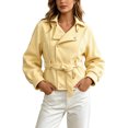 thumbnail image 1 of Enjoytime Cropped Jackets for Women Long Sleeve Notch Lapel Belted Short Trench Coat Fall Fashion Trendy Work Casual Outerwear, 1 of 7