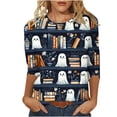 thumbnail image 1 of Enjoytime Cute Tops for Women Vintage Printed Crewneck 3/4 Sleeve Loose Blouses Going Out Casual Plus Size Shirts, 1 of 5