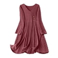 thumbnail image 1 of Enjoytime Dress for Women Solid Color V-Neck Long Sleeve Button Down Midi Dress Fashion Business Work Casual Dresses, 1 of 6