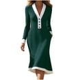 thumbnail image 1 of Enjoytime Dresses for Women Patchwork V-Neck Button Long Sleeve Dress Fashion Elegant Business Casual Long Dress 2026, 1 of 7