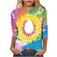 thumbnail image 1 of Enjoytime Easter Shirts for Women Cute Eggs Bunny Print Crew Neck 3/4 Sleeve T Shirts Loose Casual Plus Size Tops, 1 of 4
