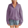thumbnail image 1 of Enjoytime Fall Clothes for Women 2025 Solid Color Long Sleeve Pullover Tops Winter Casual Loose Womens Crewneck Sweatshirt Purple M, 1 of 4