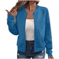 thumbnail image 1 of Enjoytime Fall Clothes for Women Solid Color Long Sleeve Zip Up Jackets Fashion Trendy Winter Casual Outerwear 2025 Blue L, 1 of 5