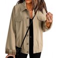 thumbnail image 1 of Enjoytime Fall Jackets for Women 2025 Casual Lapel Long Sleeve Outerwear Solid Color Button Down Trendy Winter Coat Fashion Clothes 2025 Khaki M, 1 of 1
