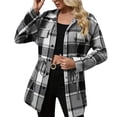 thumbnail image 1 of Enjoytime Fall Jackets for Women 2025 Long Sleeve Turndown Collar Button Down Shirt Winter Casual Lightweight Plaid Outerwear with Pockets Gray S, 1 of 7