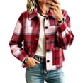 thumbnail image 1 of Enjoytime Fall Jackets for Women Plaid Lapel Collar Button Down Cropped Jacket Trendy Casual Coat Fashion Long Sleeve Outerwear, 1 of 7