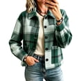 thumbnail image 1 of Enjoytime Fall Jackets for Women Plaid Lapel Collar Button Down Cropped Jacket Trendy Casual Coat Fashion Long Sleeve Outerwear, 1 of 7