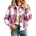 thumbnail image 1 of Enjoytime Fall Jackets for Women Plaid Lapel Collar Button Down Cropped Jacket Trendy Casual Coat Fashion Long Sleeve Outerwear, 1 of 7