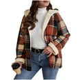 thumbnail image 1 of Enjoytime Fall Jackets for Women Plaid Long Sleeve Hooded Casual Outerwear Cozy Warm Fashion Fall Winter Coat, 1 of 7