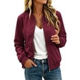 thumbnail image 1 of Enjoytime Fall Jackets for Women Stand Collar Zip Up Bomber Jackets Trendy Lightweight Casual Long Sleeve Outerwear, 1 of 7