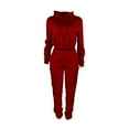 thumbnail image 1 of Enjoytime Winter Outfits for Women 2025 Casual Solid Color Long Sleeve Cropped Sweatshirts Lounge Pants Sweat Set Casual Travel Loungewear, 1 of 8