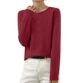 thumbnail image 1 of Enjoytime Fall Shirts for Women 2025 Solid Color Crewneck Knitted Long Sleeve Blouse Winter Casual Loose Soft Plus Size Tops, 1 of 6