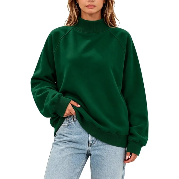 Enjoytime Fall Sweatshirts for Women Long Sleeve Solid Color Pullover Tops Winter Comfy Casual Mock Neck Sweatshirt