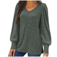 thumbnail image 1 of Enjoytime Fall Tops for Women 2025 Solid Color V-Neck Long Sleeve Plus Size Shirts Loose Business Casual Work Blouse, 1 of 5