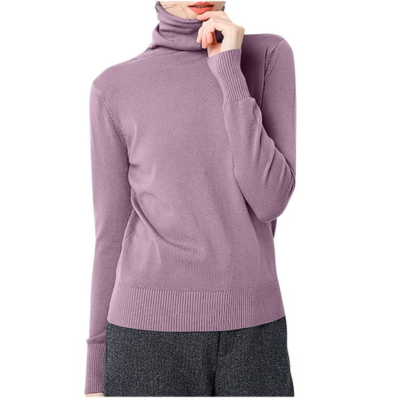 Enjoytime Fall Winter Blouses for Women Casual Long Sleeve Turtle Neck Womens Tops Solid Color Pullover Loose Fit Basic Shirts Clothes