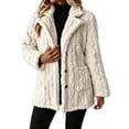 thumbnail image 1 of Enjoytime Fall Winter Fleece Jacket Women Notch Lapel Button Down Long Sleeve Coat Casual Warm Fuzzy Outerwear with Pocket, 1 of 7