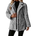 thumbnail image 1 of Enjoytime Fall Winter Fleece Jacket Women Notch Lapel Button Down Long Sleeve Coat Casual Warm Fuzzy Outerwear with Pocket, 1 of 7