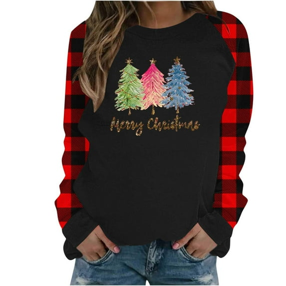 Enjoytime Fall Winter Long Sleeve Tops for Women Christmas Printed Pullover Crewneck Shirts Casual Oversized Loose Fit Winter 2025 Trendy Tops