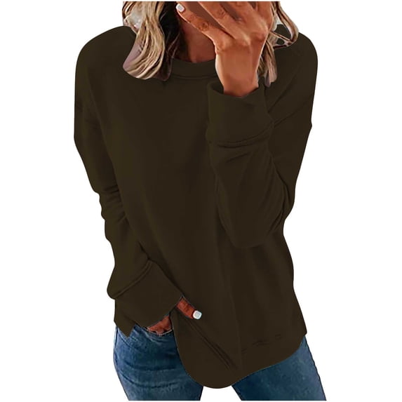 Enjoytime Fall Winter Oversized Sweatshirts for Women Loose Fit Long Sleeve Basic Shirts Top Lounge Wear Sportwear Womens Crewneck Solid Color Tunic Tops