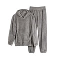 thumbnail image 1 of Enjoytime Fall Winter Pajamas for Women Set Thick Velvet Warm Loungewear Crewneck Long Sleeve Hooded Tops Pants 2 Piece Sets Soft Comfy Sleepwear, 1 of 8
