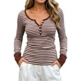 thumbnail image 1 of Enjoytime Fitted Shirts for Women Striped Button Long Sleeve Tops 2026 Fall Soft Slim Fit Business Casual Basic Tee, 1 of 6