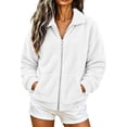 thumbnail image 1 of Enjoytime Fleece Jacket Women Collared Long Sleeve Zip Up Coat Fall Winter Warm Cozy Casual Plus Size Clothes with Pocket, 1 of 8