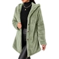 thumbnail image 1 of Enjoytime Fleece Jacket Women Fall Winter Button Down Hooded Teddy Coat Soft Warm Casual Mid Length Long Sleeve Outerwear, 1 of 7