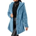 thumbnail image 1 of Enjoytime Fleece Jacket Women Fall Winter Button Down Hooded Teddy Coat Soft Warm Casual Mid Length Long Sleeve Outerwear, 1 of 7