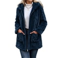 thumbnail image 1 of Enjoytime Fleece Jacket Women Long Sleeve Textured Zip Up Hooded Coat Fall Winter Warm Soft Comfy Casual Mid Length Outerwear, 1 of 7