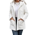 thumbnail image 1 of Enjoytime Fleece Jacket Women Long Sleeve Textured Zip Up Hooded Coat Fall Winter Warm Soft Comfy Casual Mid Length Outerwear, 1 of 7