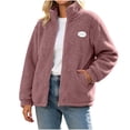 thumbnail image 1 of Enjoytime Fleece Jacket Women Stand Collar Long Sleeve Zip Up Coat Casual Cozy Warm Outerwear Fall Winter Plus Size Clothes, 1 of 8