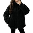 thumbnail image 1 of Enjoytime Fleece Jacket Women Stand Collar Long Sleeve Zip Up Fuzzy Outerwear Casual Soft Warm Fall Winter Coat with Pocket, 1 of 6
