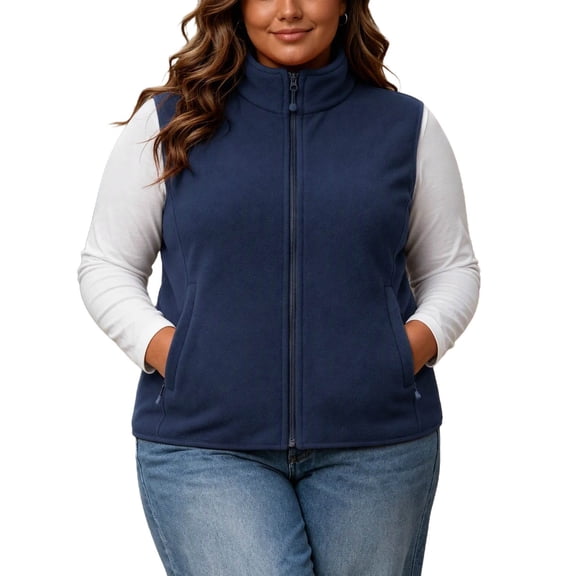 Enjoytime Fleece Vest for Women Stand Collar Zip Up Sleeveless Coat Plus Size Fashion Casual Warm Outerwear with Pockets