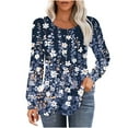 thumbnail image 1 of Enjoytime Floral Printed Blouse Women Long Sleeve Women's Round Neck Casual Loose Fit Tunic Tops Blouses Shirts, 1 of 5