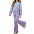 thumbnail image 1 of Enjoytime Girls 2 Piece Outfits Crew Neck Long Sleeve Sweatshirt Flared Pants Tracksuit Sets Casual Kids Clothes for Fall Winter, 1 of 8