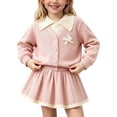thumbnail image 1 of Enjoytime Girls 2 Piece Outfits Long Sleeve Button Knit Sweater Pleated Skirt Matching Set Cute Dressy Holiday Party Kids Toddler Clothes, 1 of 5