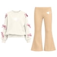 thumbnail image 1 of Enjoytime Girls Clothes 2 Piece Fall Outfit Print Long Sleeve Bow Crew Neck Sweatshirt Flare Pants Fashion Clothing Sets, 1 of 8