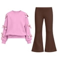 thumbnail image 1 of Enjoytime Girls' Clothing Sets Long Sleeve Bow Crew Neck Sweatshirt Flare Pants 2 Piece Outfits Fashion Fall Winter Clothing Set, 1 of 8