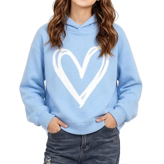 Enjoytime Girls Hoodie Long Sleeve Pullover Hooded Sweatshirt Kids Casual Fall Fashion Cute Heart Graphic Hoodie 1-10 Years