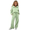 thumbnail image 1 of Enjoytime Girls Outfits Collared Quarter Zip Sweatshirt Pants 2 Piece Set Kids Casual Fashion Long Sleeve Sweatsuit, 1 of 7