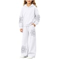 thumbnail image 1 of Enjoytime Girls Outfits Floral Print Long Sleeve Hoodie with Wide Leg Pants 2 Piece Set Kids Fall Winter Fashion Comfy Casual Sweatsuit, 1 of 7
