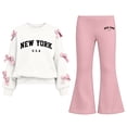 thumbnail image 1 of Enjoytime Girls Sets Two Piece Long Sleeve Bow Print Crew Neck Sweatshirt Flare Pants Outfits Fashion Fall Winter Clothing Set, 1 of 8