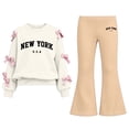 thumbnail image 1 of Enjoytime Girls Sets Two Piece Long Sleeve Bow Print Crew Neck Sweatshirt Flare Pants Outfits Fashion Fall Winter Clothing Set, 1 of 8
