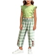 thumbnail image 1 of Enjoytime Girls Summer Outfits Ruffle Sleeveless Drawstring Side Tank Tops Plaid Pants 2 Piece Toddler Clothes, 1 of 6